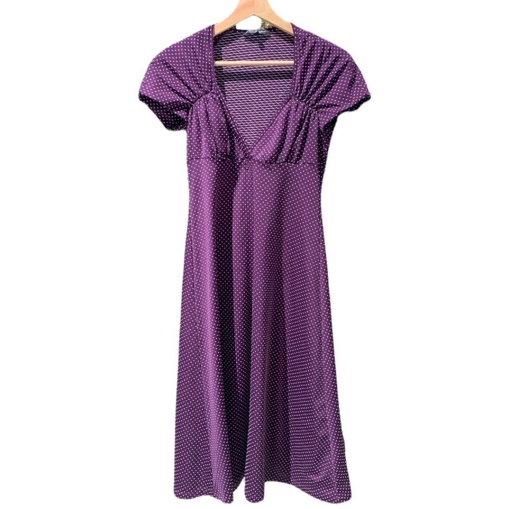 Vintage 1990s Betsey Johnson Purple and White Polka Dot Dress Size S